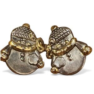 VTG “BEST” Signed Silver Snowman Clip-on earrings